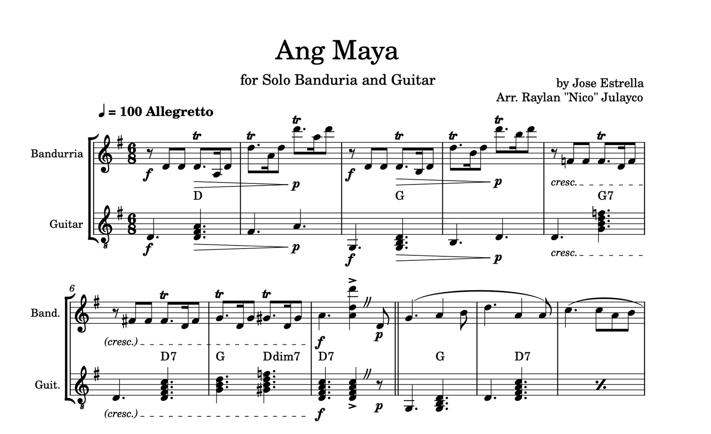 Ang Maya - Rondalla Sheet Music by Musicondalla