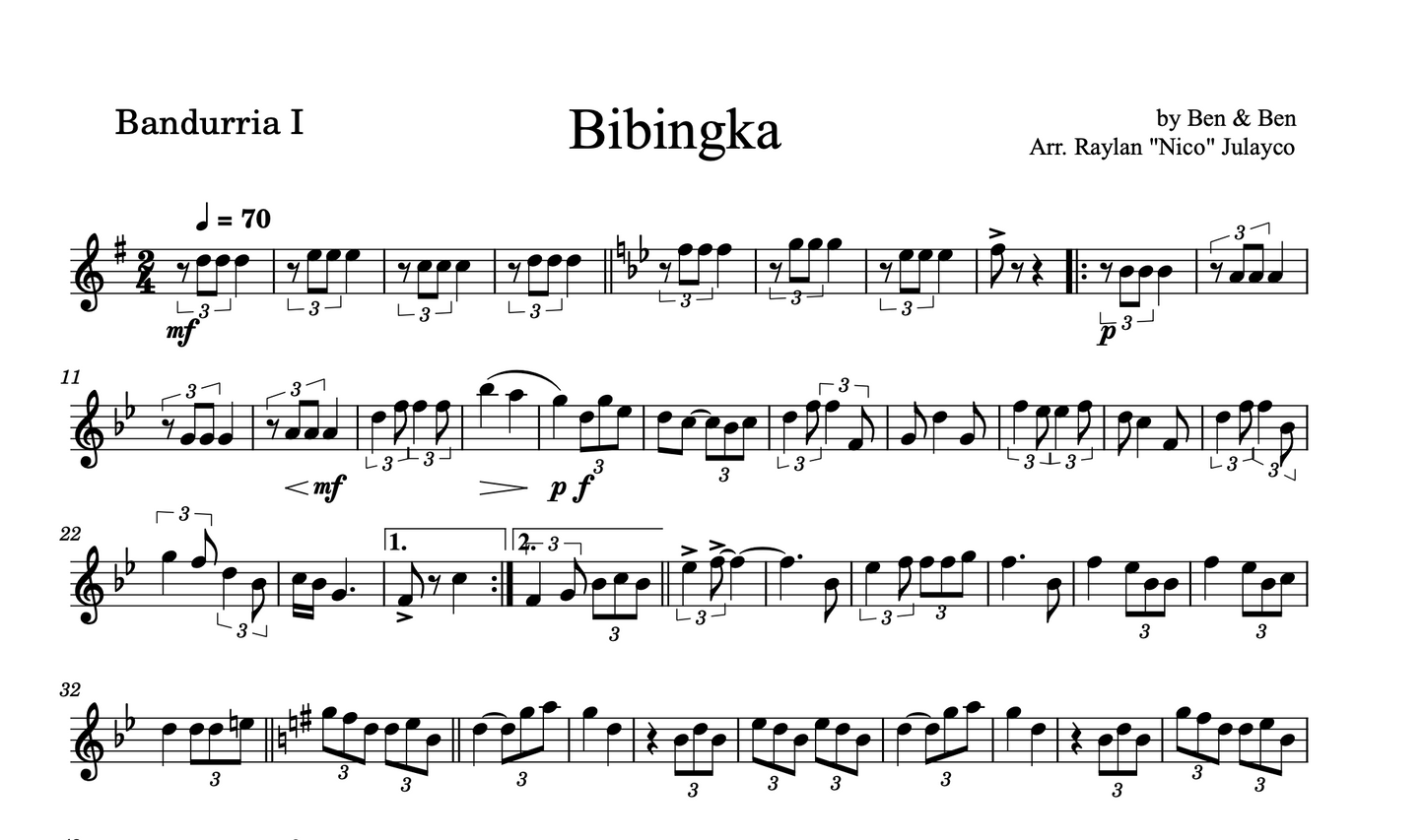 Bibingka (Ben&Ben) - Rondalla Sheet Music by Musicondalla