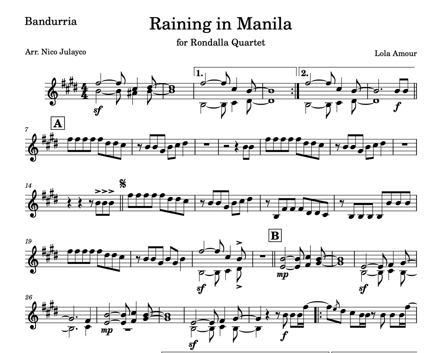 Feliz Navidad - Rondalla Sheet Music by Musicondalla