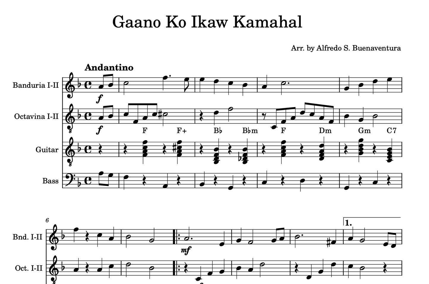 Gaano Ko Ikaw Kamahal - Rondalla Sheet Music by Musicondalla
