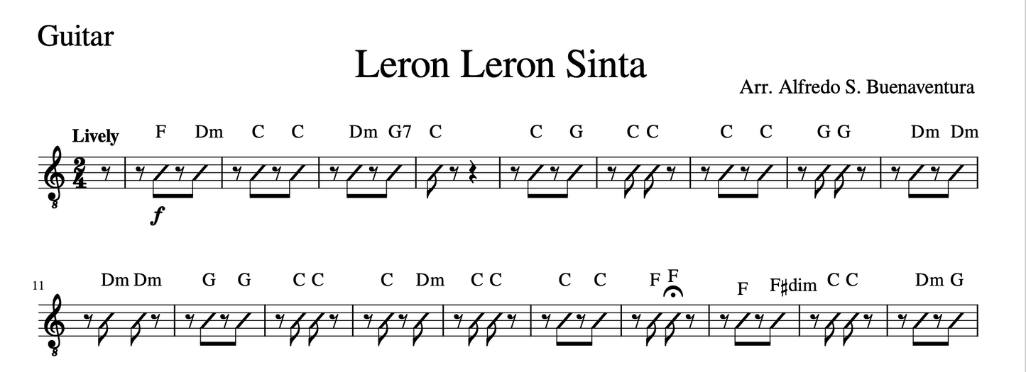 Leron Leron Sinta - Rondalla Sheet Music by Musicondalla
