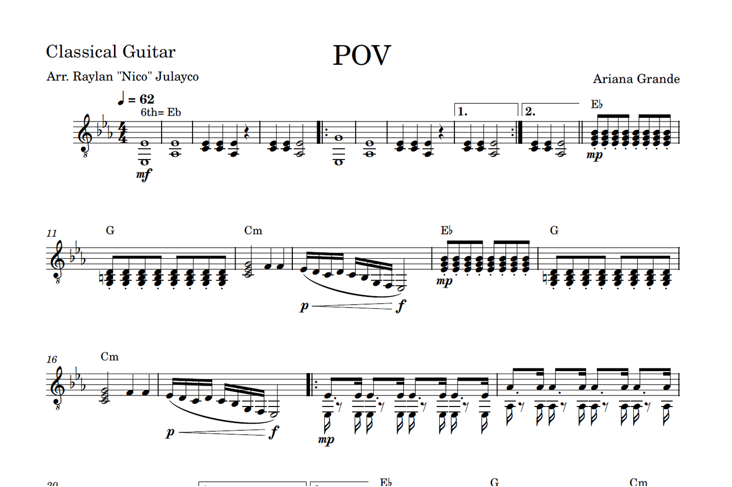 POV (rondalla quartet) - Rondalla Sheet Music by Musicondalla
