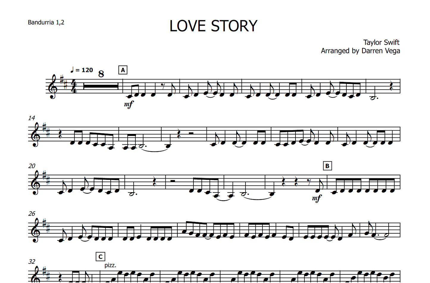 Love Story - Rondalla Sheet Music by Musicondalla