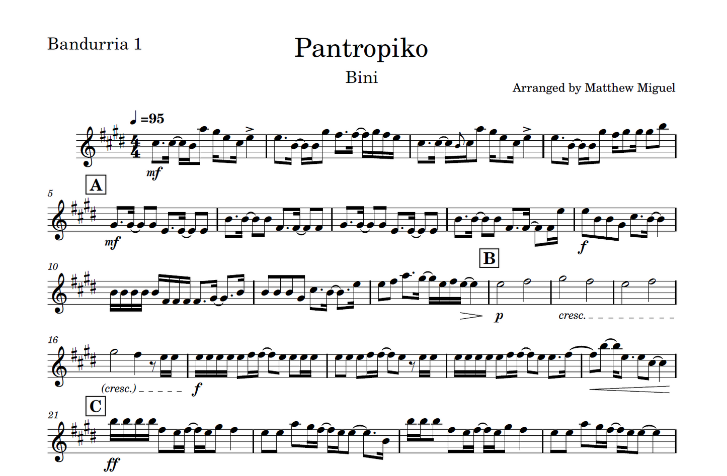 Pantropiko - Rondalla Sheet Music by Musicondalla