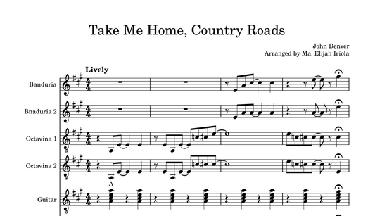 Take Me Home, Country Roads - Rondalla Sheet Music by Musicondalla