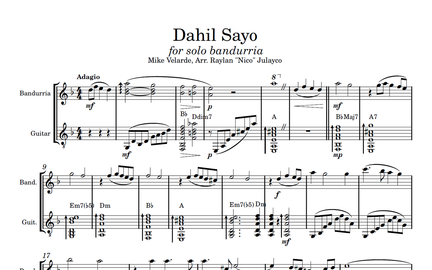 Dahil Sayo - Rondalla Sheet Music by Musicondalla