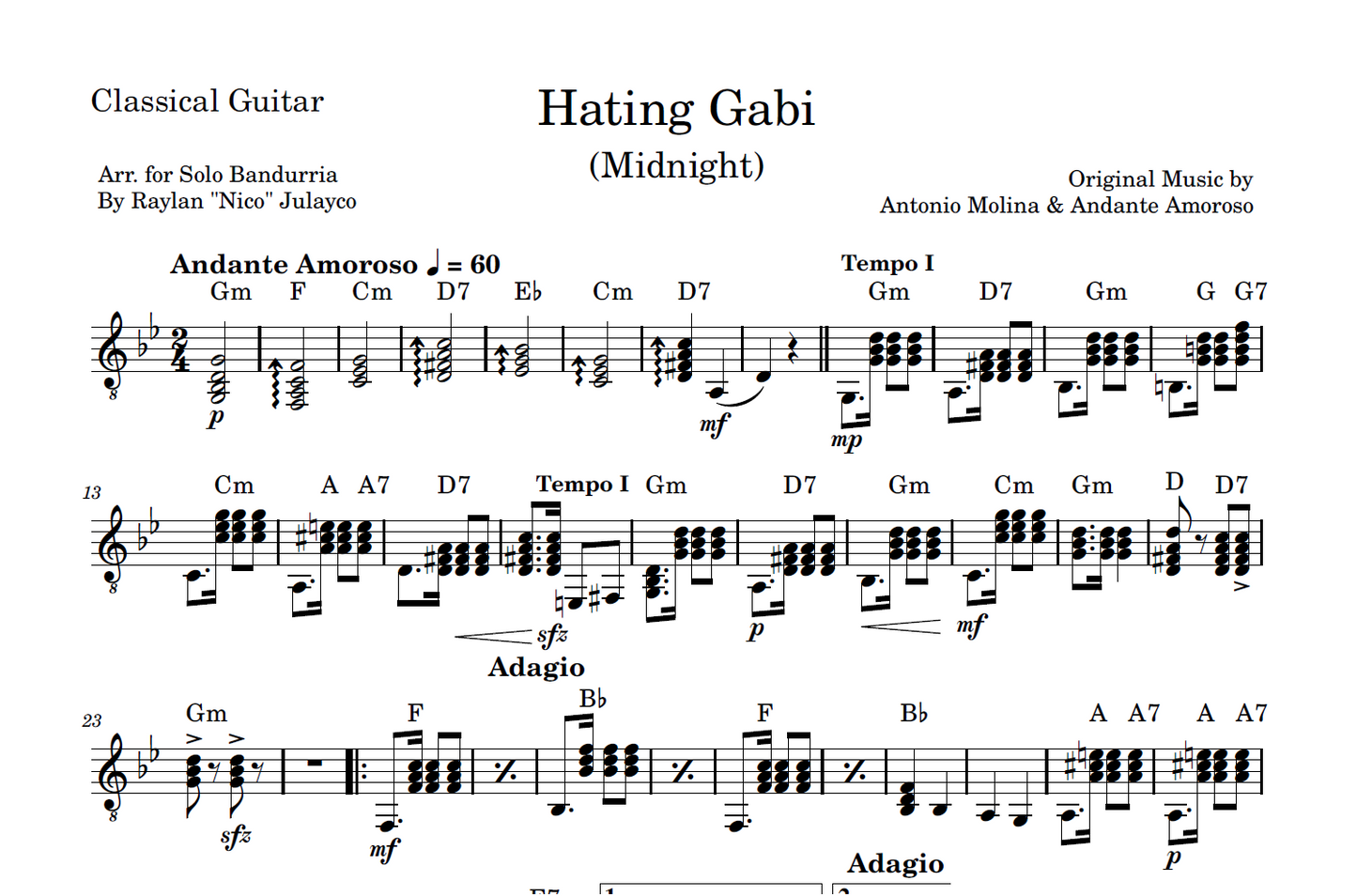 Hating Gabi - Rondalla Sheet Music by Musicondalla