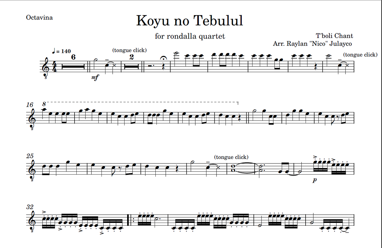 Koyu No Tebulul - Rondalla Sheet Music by Musicondalla