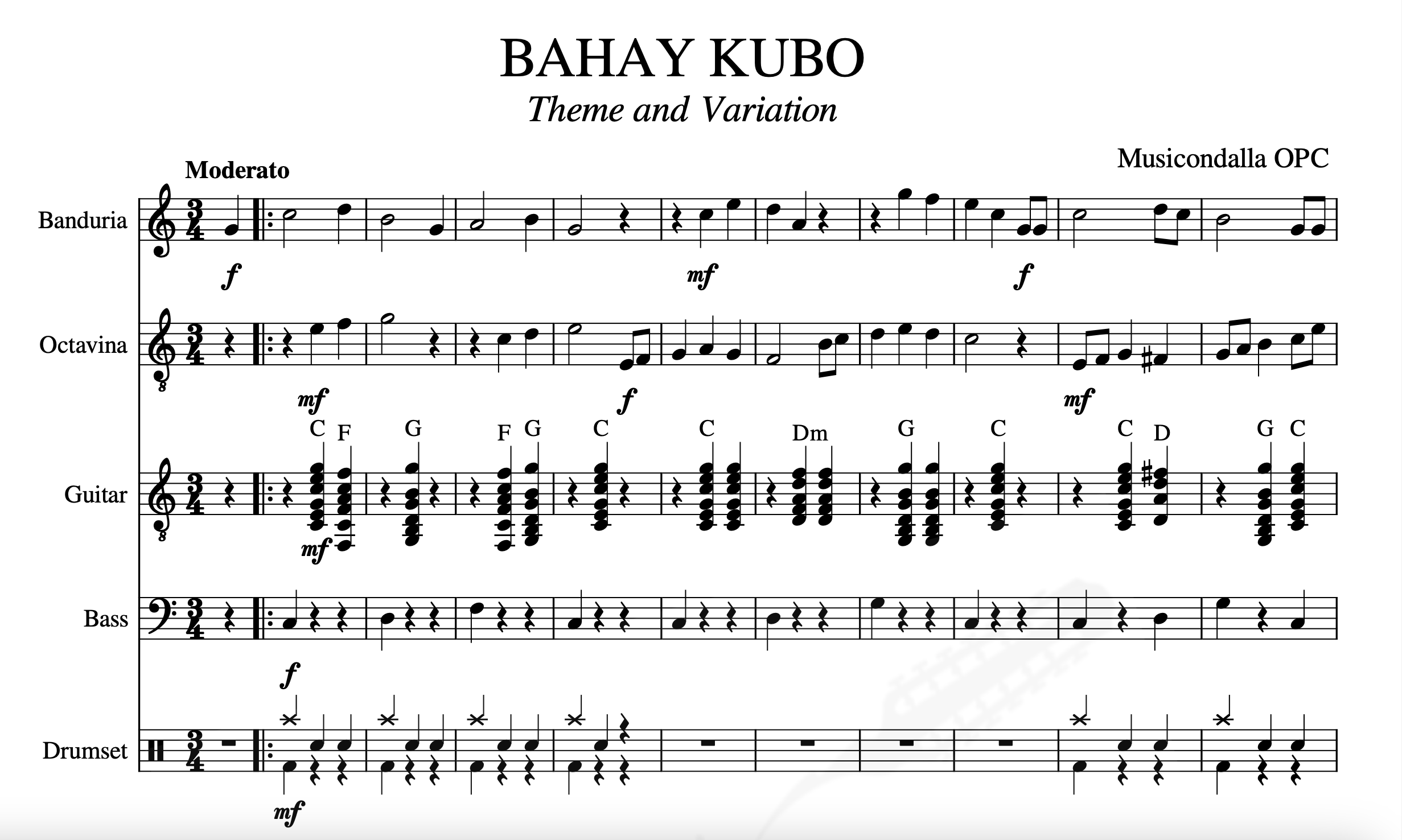 Bahay Kubo Theme Variations Rondalla Sheet Music By Musicondalla bahay-kubo-theme-variations-rondalla-sheet-music-by-musicondalla