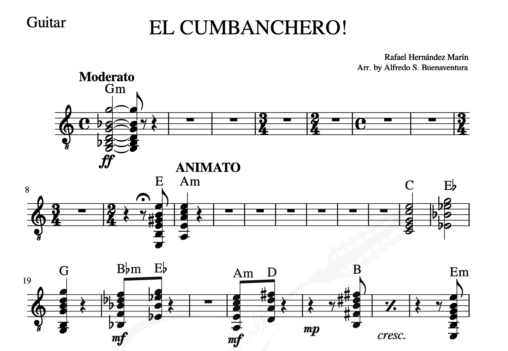 El Cumbanchero - Rondalla Sheet Music by Musicondalla
