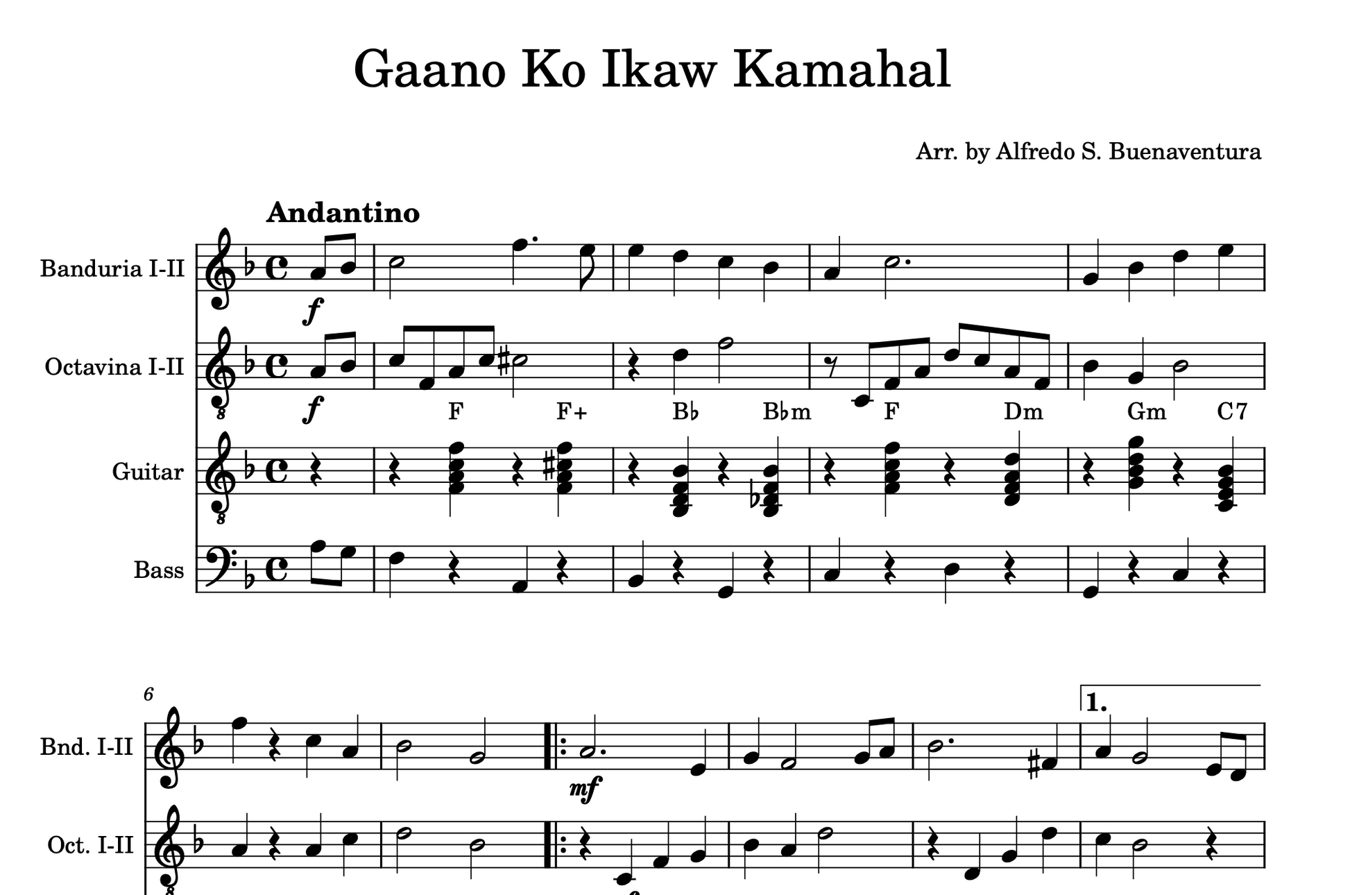 Gaano Ko Ikaw Kamahal - Rondalla Sheet Music by Musicondalla