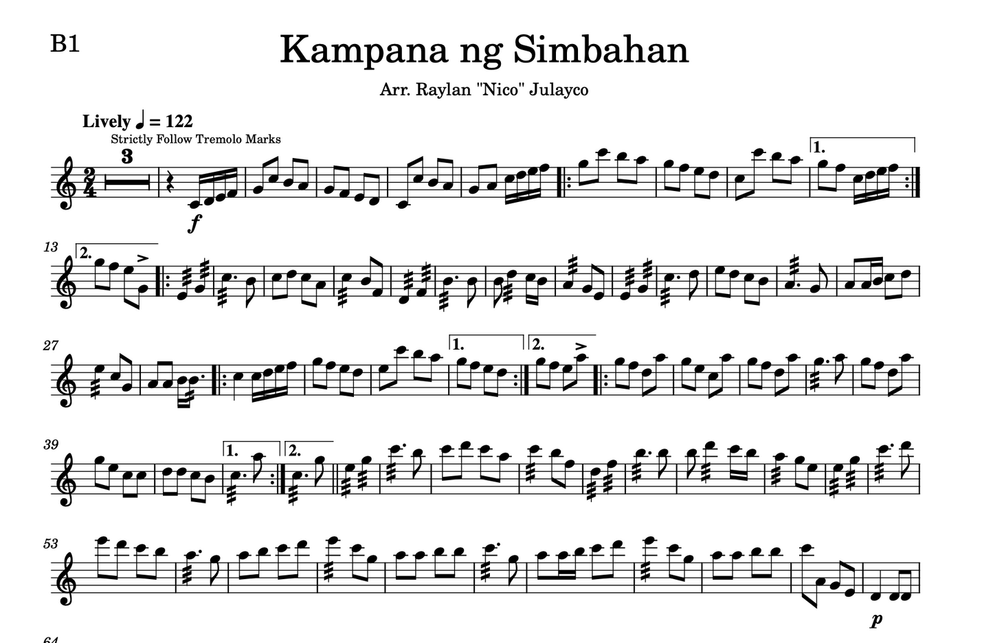 Kampana ng Simbahan - Rondalla Sheet Music by Musicondalla