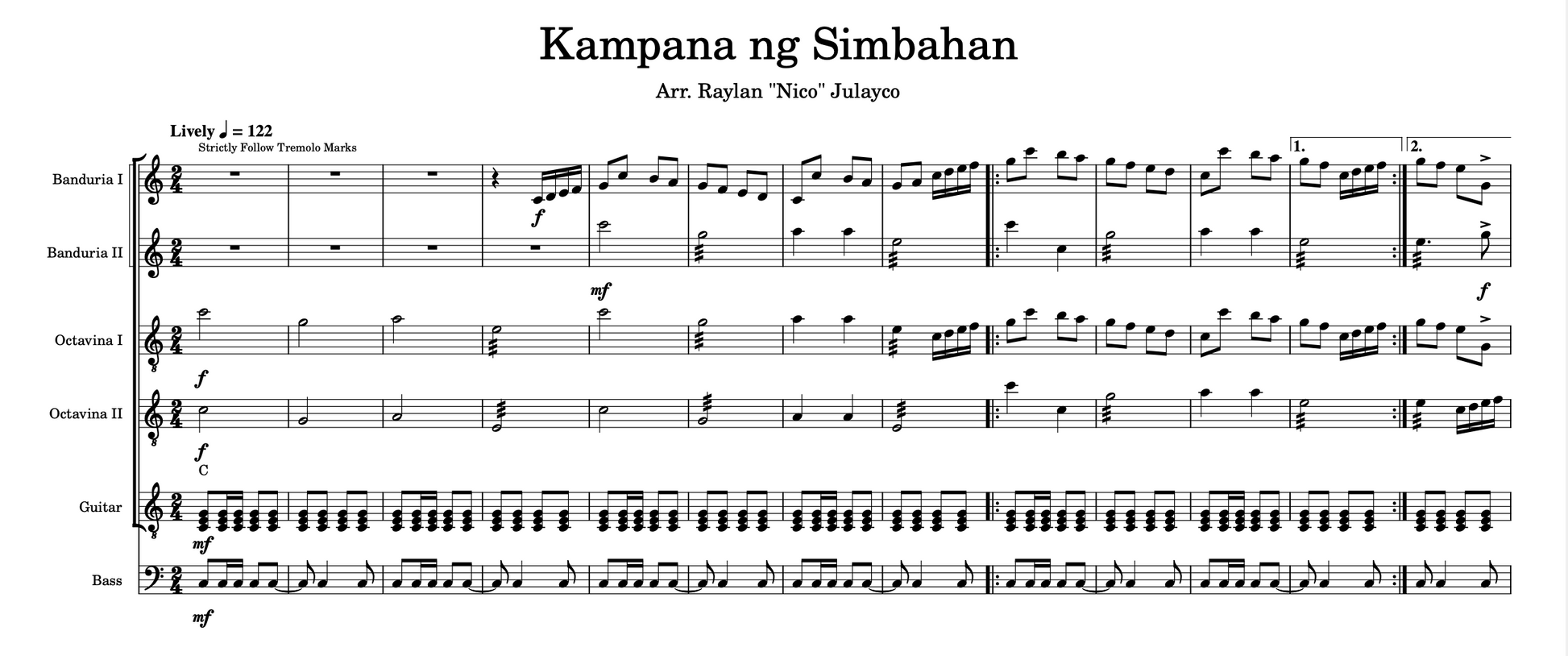 Kampana ng Simbahan - Rondalla Sheet Music by Musicondalla