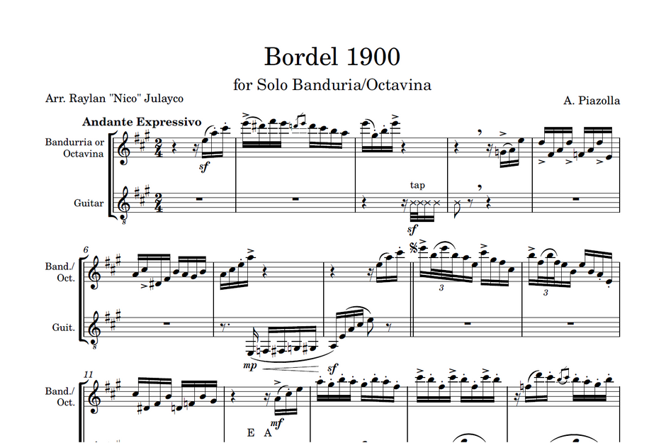 Solo Banduria – Rondalla Sheet Music by Musicondalla