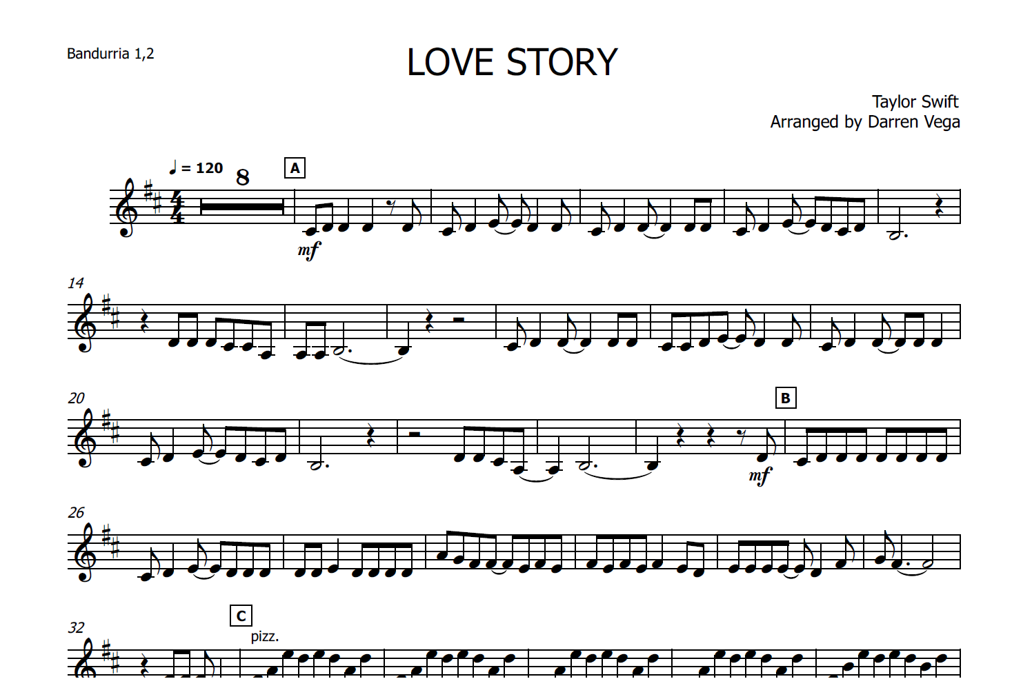 Love Story - Rondalla Sheet Music by Musicondalla