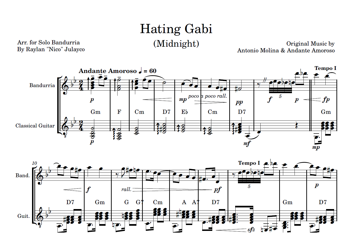 Hating Gabi - Rondalla Sheet Music by Musicondalla