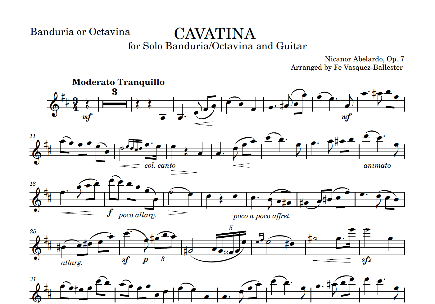 Cavatina - Rondalla Sheet Music by Musicondalla