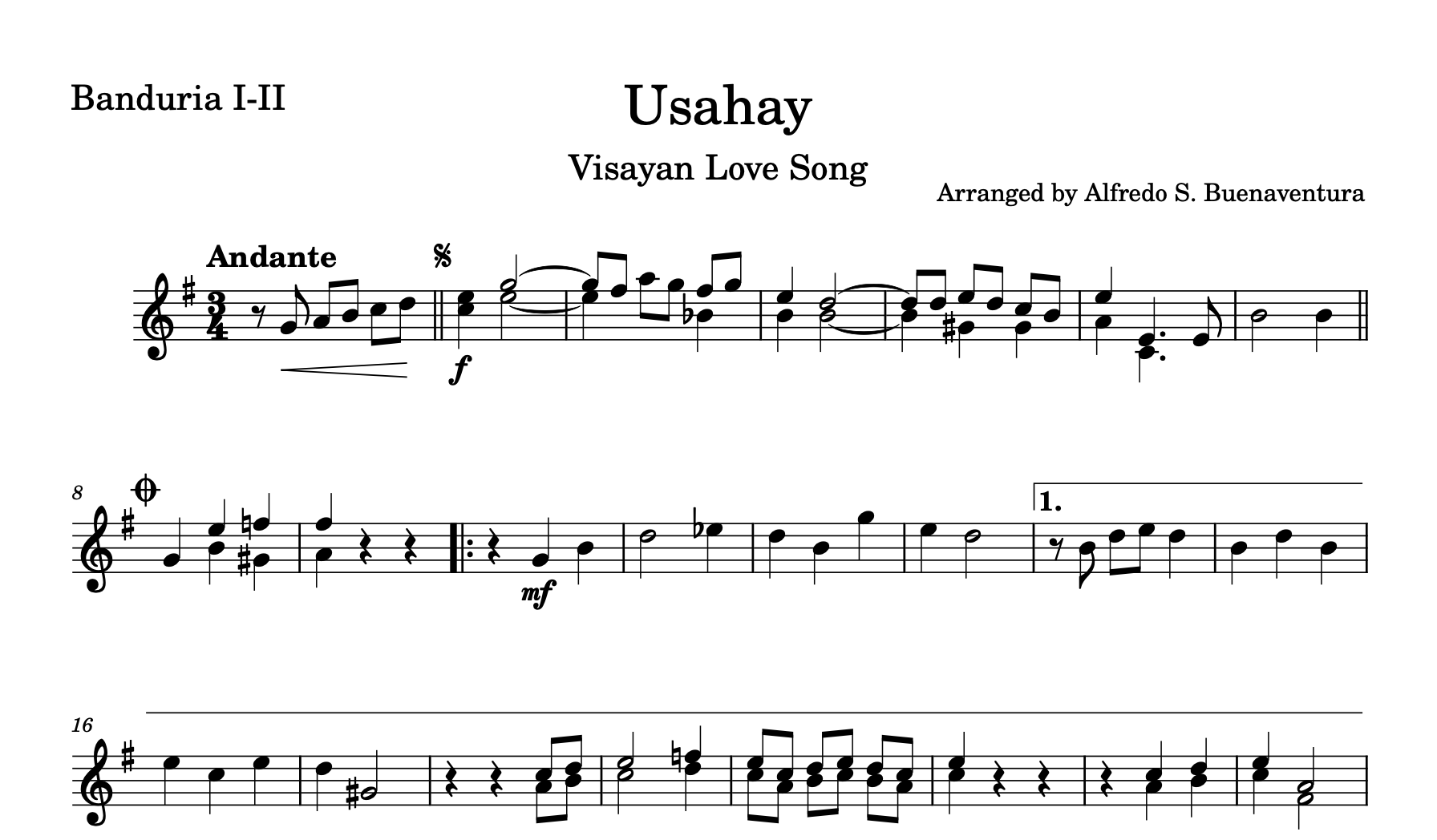Usahay - Rondalla Sheet Music by Musicondalla